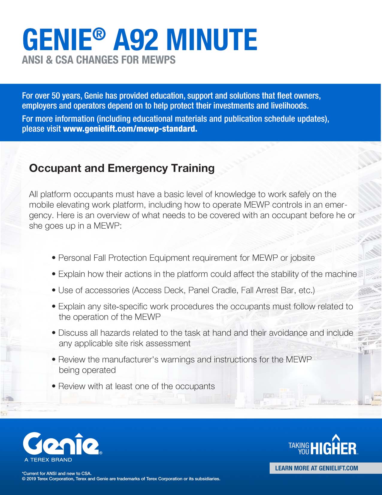 A92 Minute - Occupant and Emergency Training