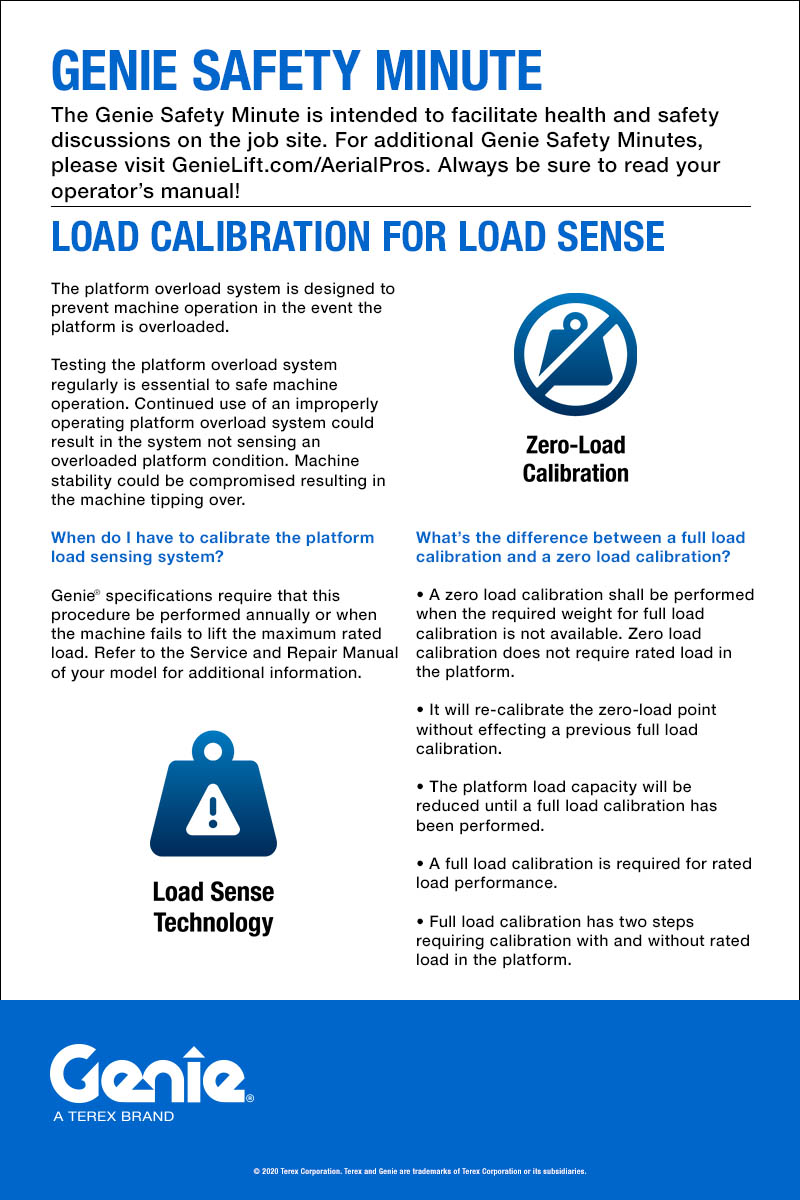 SAFETY MINUTE -Load Calibration for Load Sense