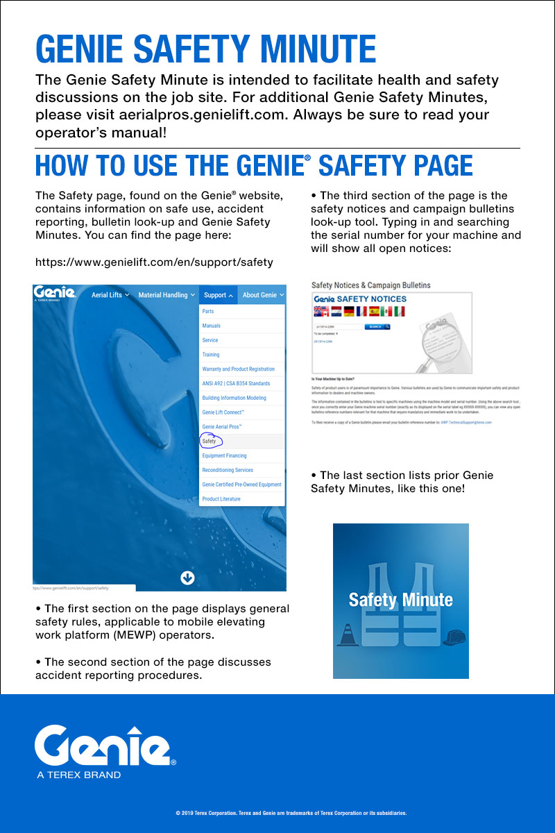 Genie Safety Minute: How to Use the Genie® Safety Page