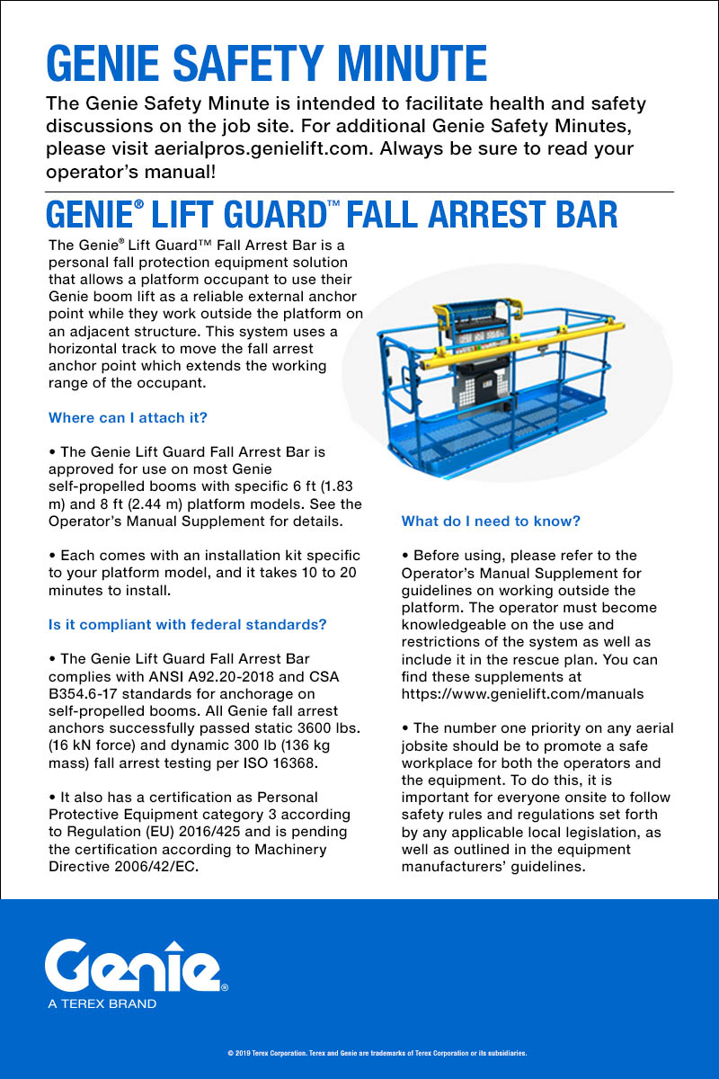 GENIE SAFETY MINUTE - Fall Arrest Bar