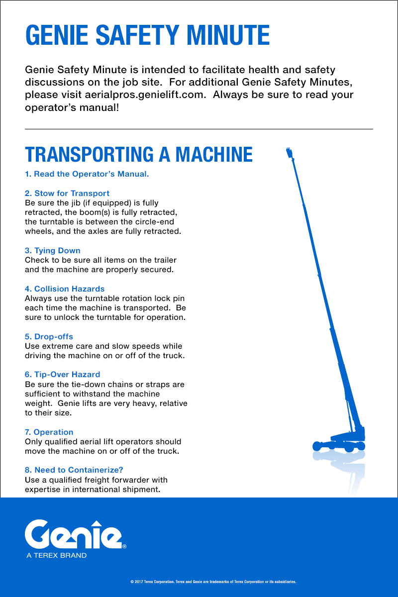 Genie Safety Minute: Transporting A Machine