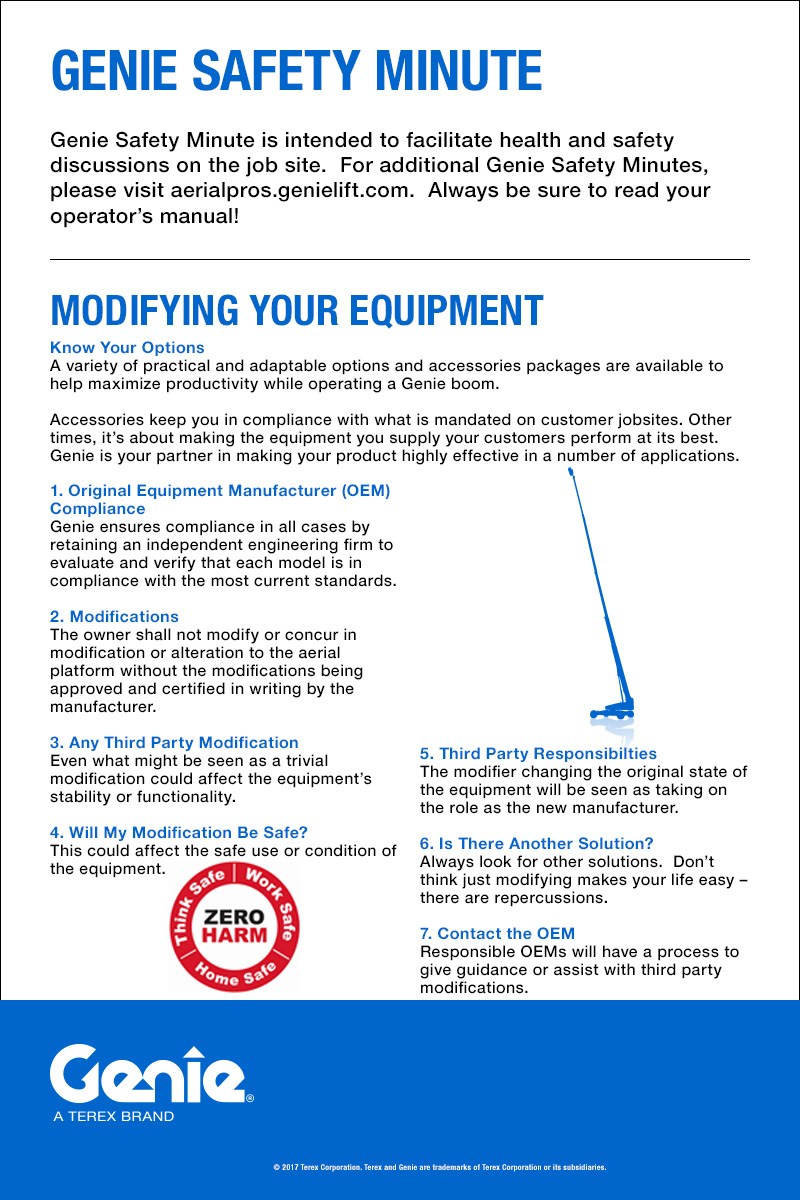 Genie Safety Minute: Modifying Your Equipment